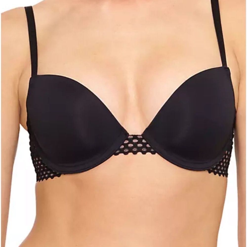 Wacoal Black &‎ White Tied In Dots Underwire Contour Bra 34DDD 34F